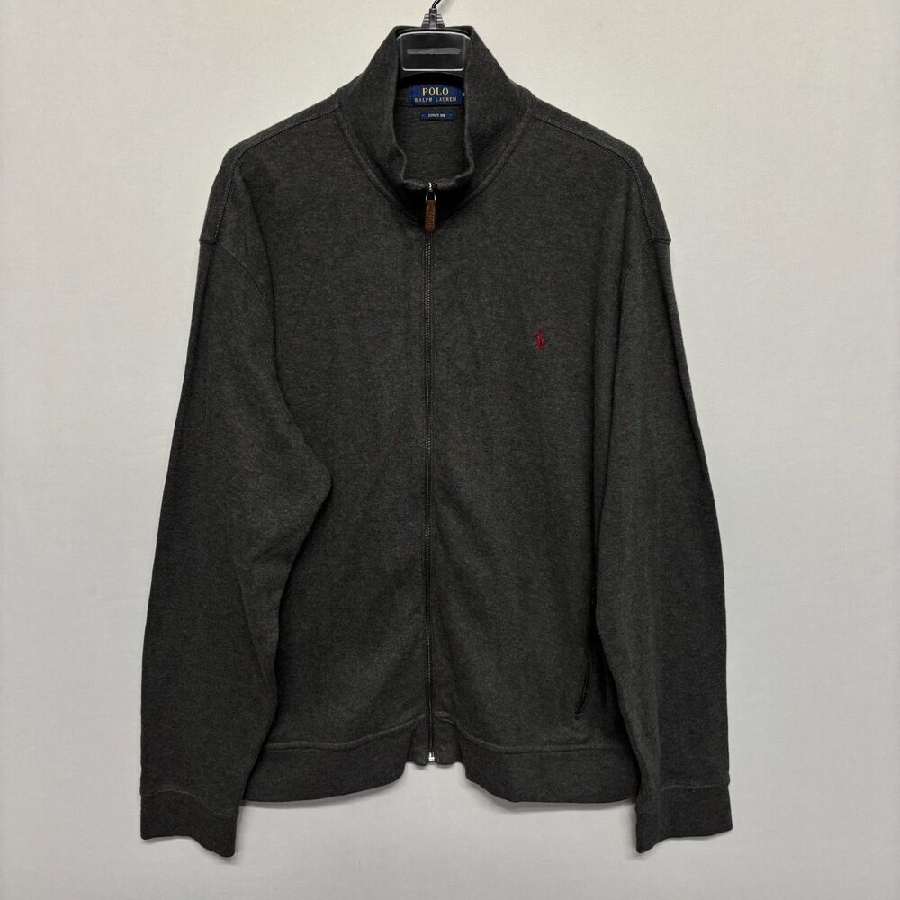 NWT Polo Ralph Lauren Men Full Zip Estate Rib Sweater Size XXL 2XL Gray D131 -1